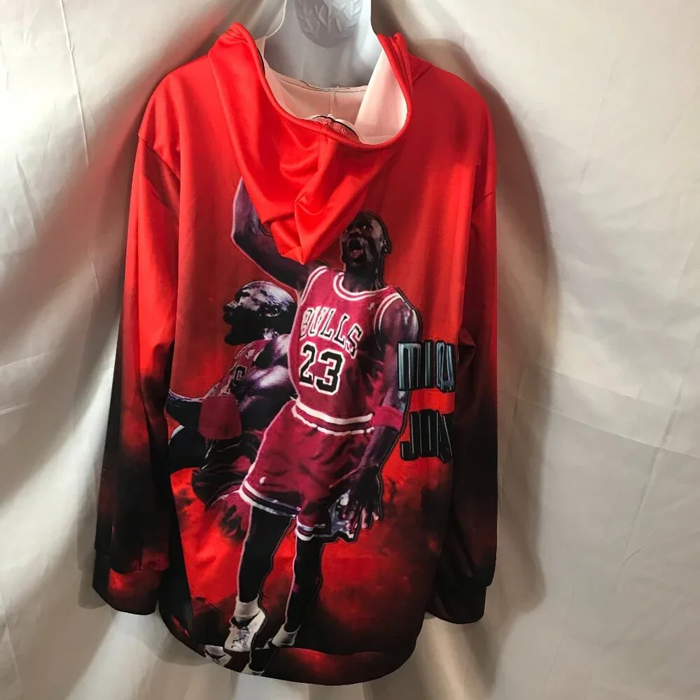 Jordan #23 Bulls Full Body Activewear Athletic Sport Cut 3XL Tribute Hoodie - Picture 4 of 4
